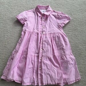 Gap Kids Pink Gingham Button-Up Dress Size Small